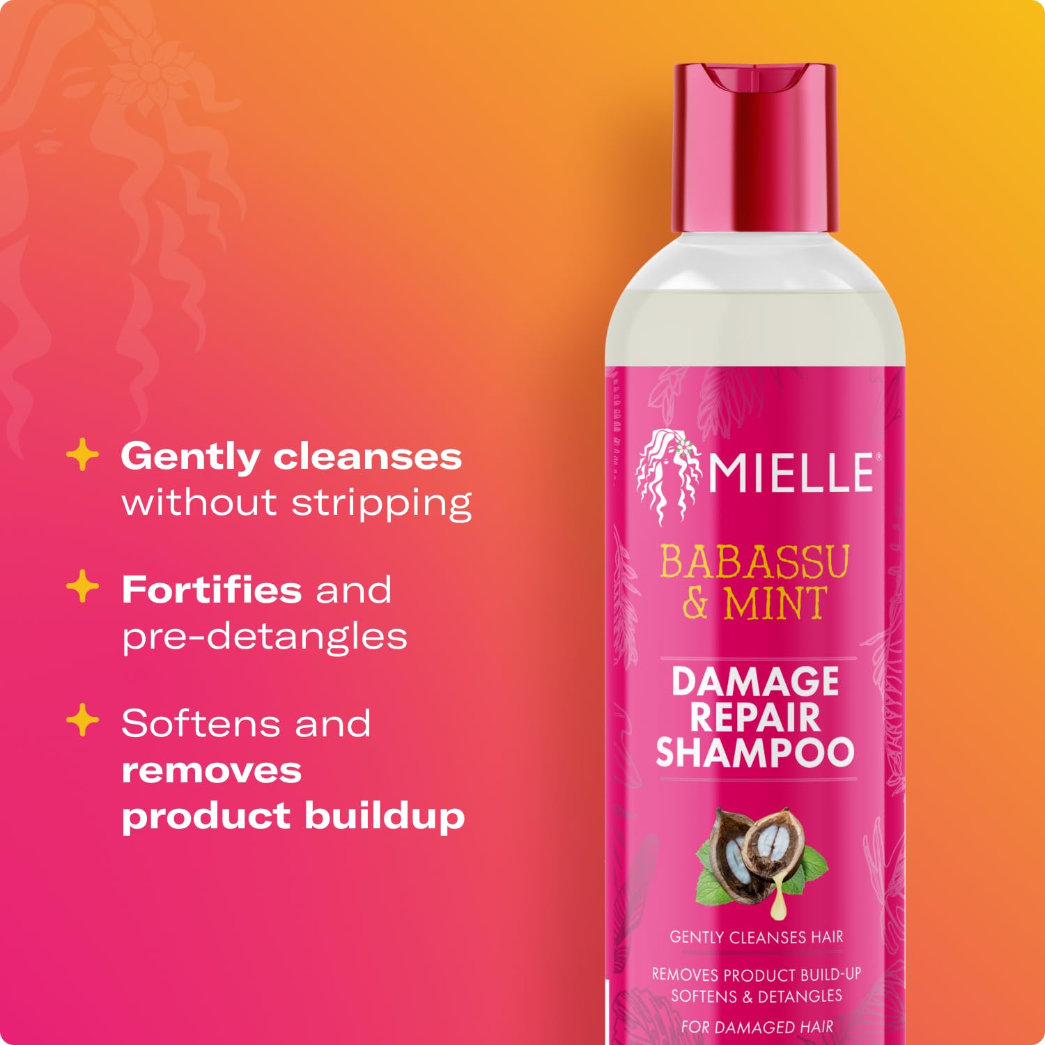 Mielle Organics Babassu & Mint Damage Repair Hair Shampoo - Hydrating Shampoo & Scalp Build-Up Remover - Gently Cleanses & Preps for Repair (8 fl oz) - Image 3
