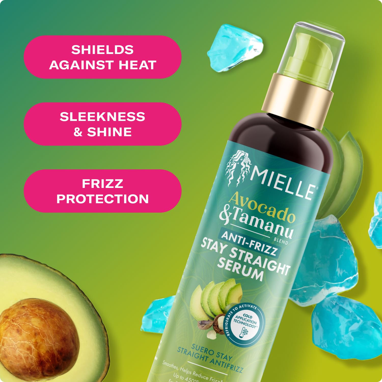 Mielle Organics Avocado & Tamanu Anti-Frizz Hair Serum - Stay Straight Smoothing Treatment & Heat Protectant for Textured Strands - Humidity Shield, Shine Enhancer for Lasting Straight Hair Looks, 6oz - Image 3