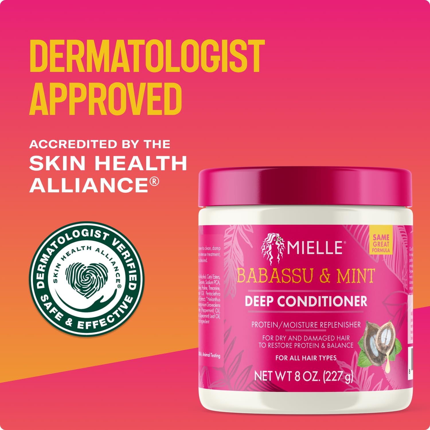 Mielle Organics Babassu & Mint Deep Conditioner with Protein, Moisturizing & Conditioning Deep Treatment, Hydrating Repair for Dry, Damaged, & Frizzy Hair (8 Oz) - Image 6