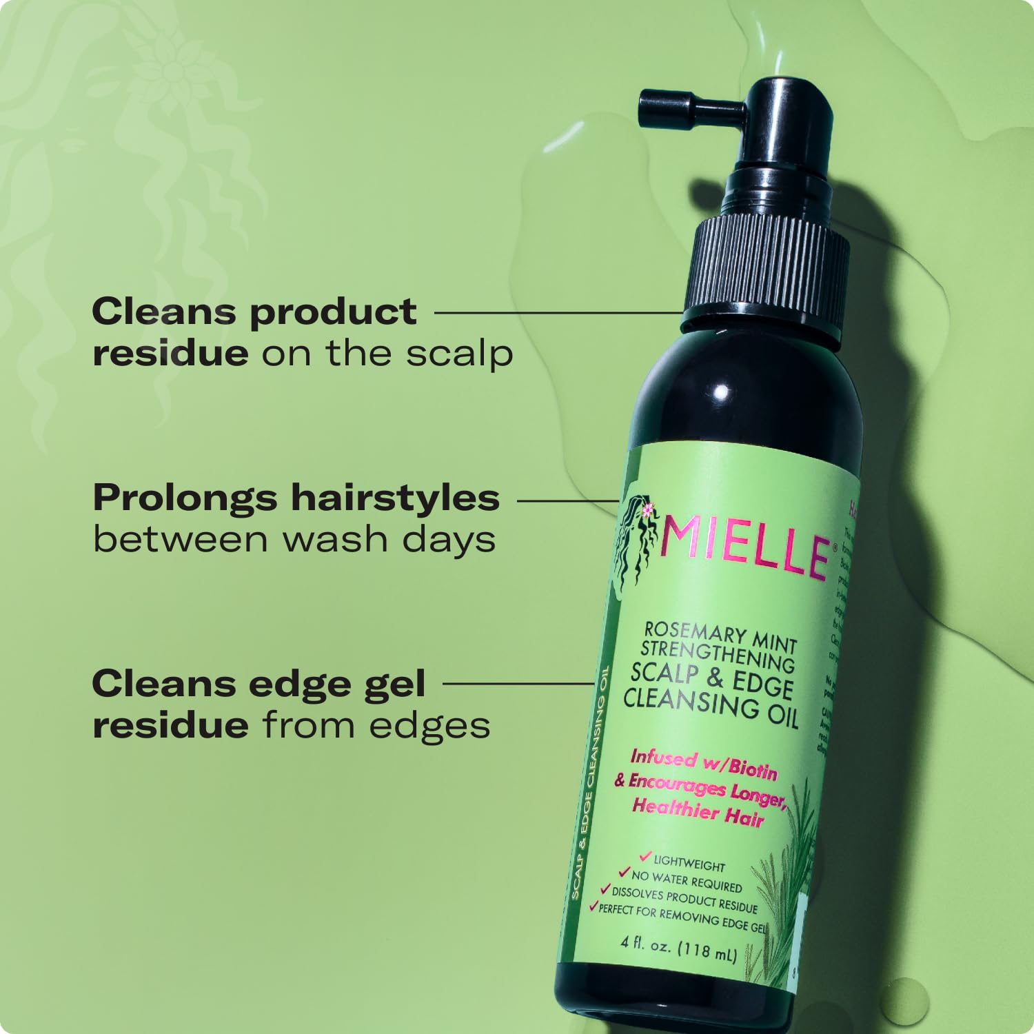 Mielle Organics Braid Refresh Duo - Rosemary Mint No Rinse Scalp & Edge Cleansing Oil infused with Biotin + Kalahari Melon & Aloe Leave-In Conditioner (2 Products) - Image 3