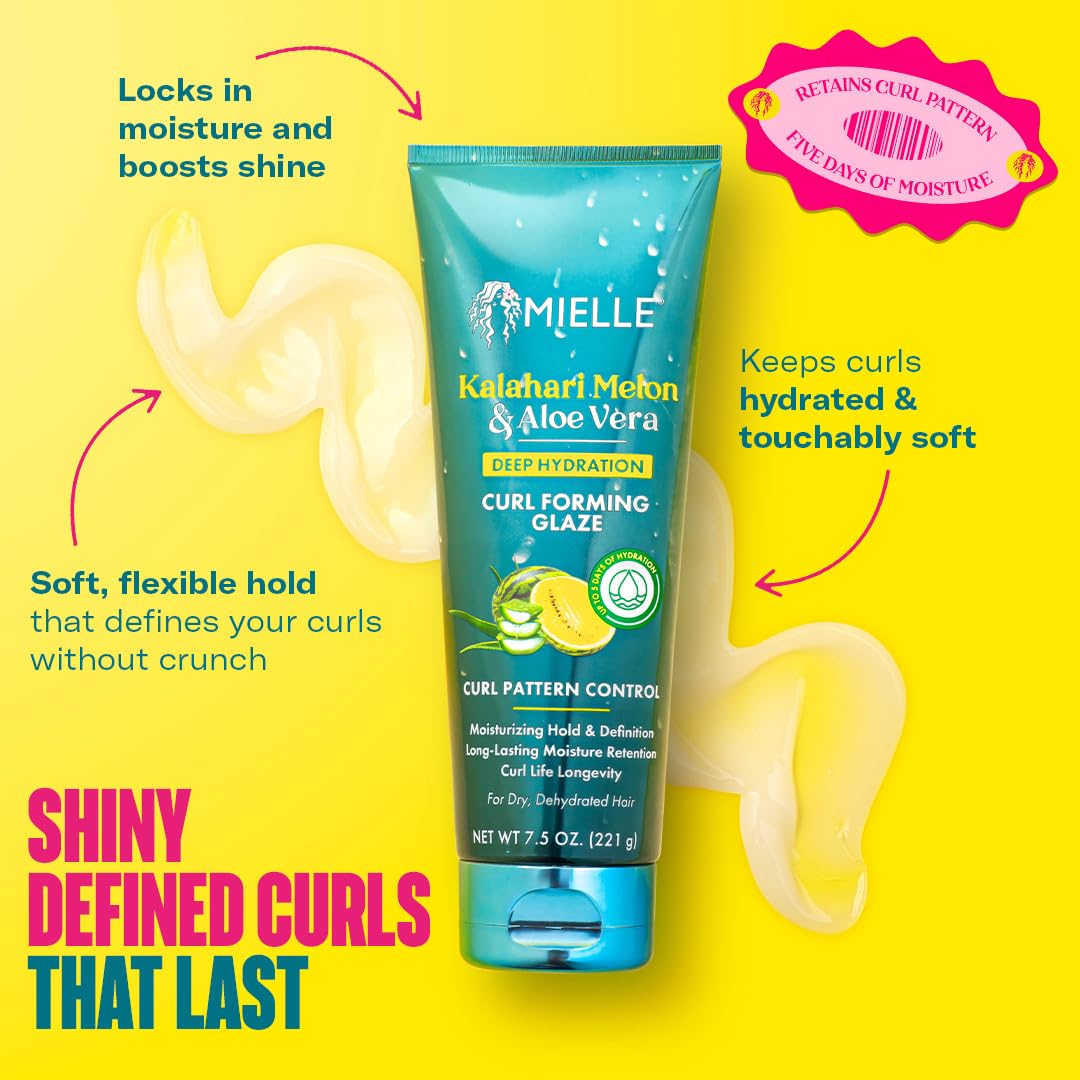 Mielle Organics Kalahari Melon & Aloe Vera Hydrating Shampoo, Leave-In Conditioner Spray, Curl Forming Glaze - Moisturizing Hair Care for Curls, Dry, and Textured Hair (3 Product Bundle) - Image 4