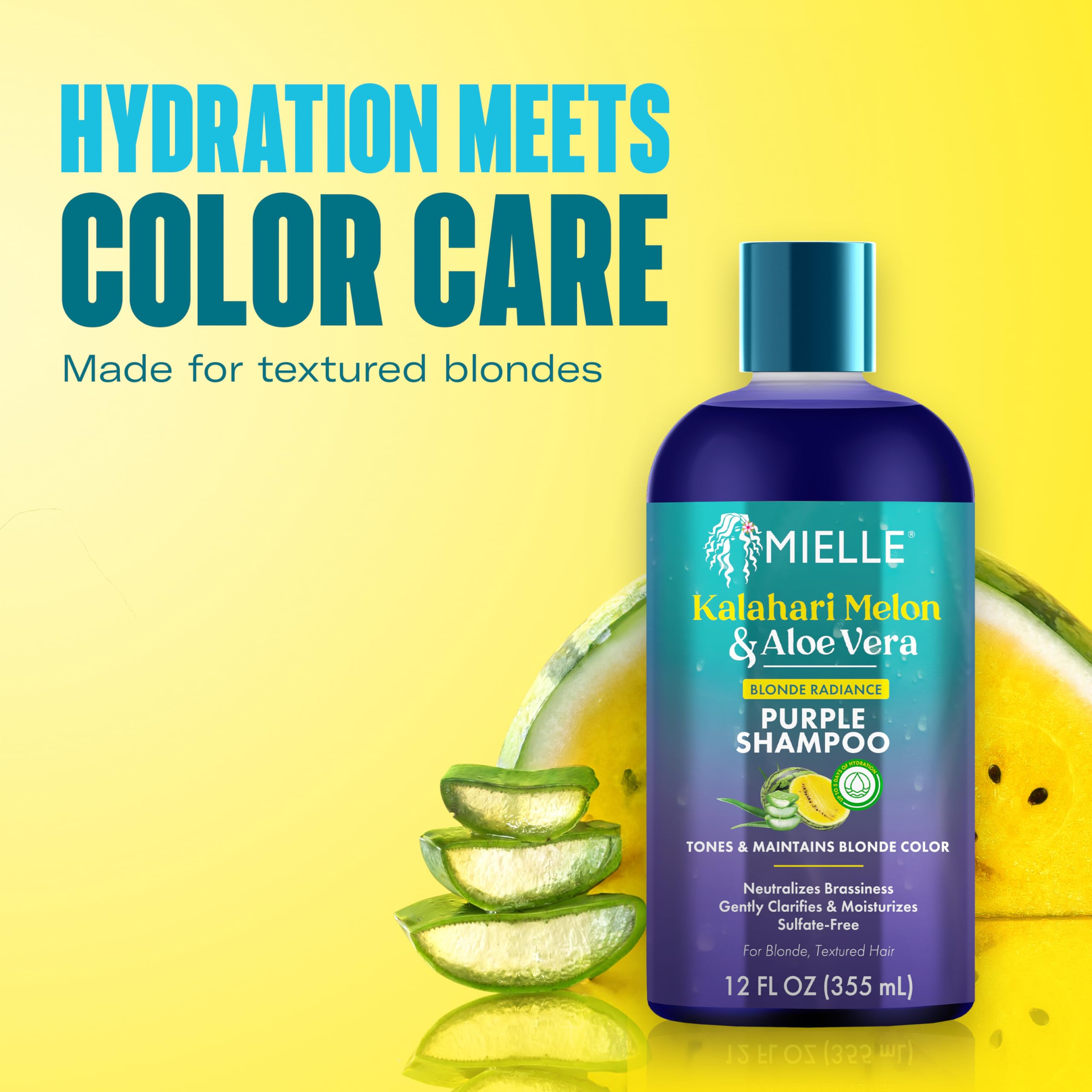 Mielle Organics Kalahari Melon & Aloe Vera Blonde Enhancing Purple Shampoo - Image 3