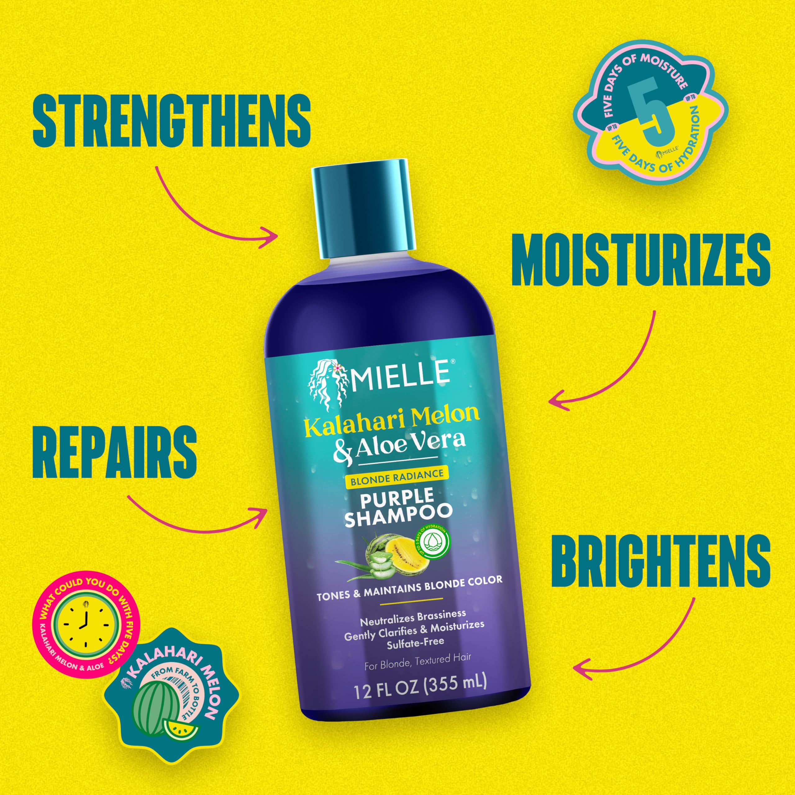 Mielle Organics Kalahari Melon & Aloe Vera Blonde Enhancing Purple Shampoo - Image 4
