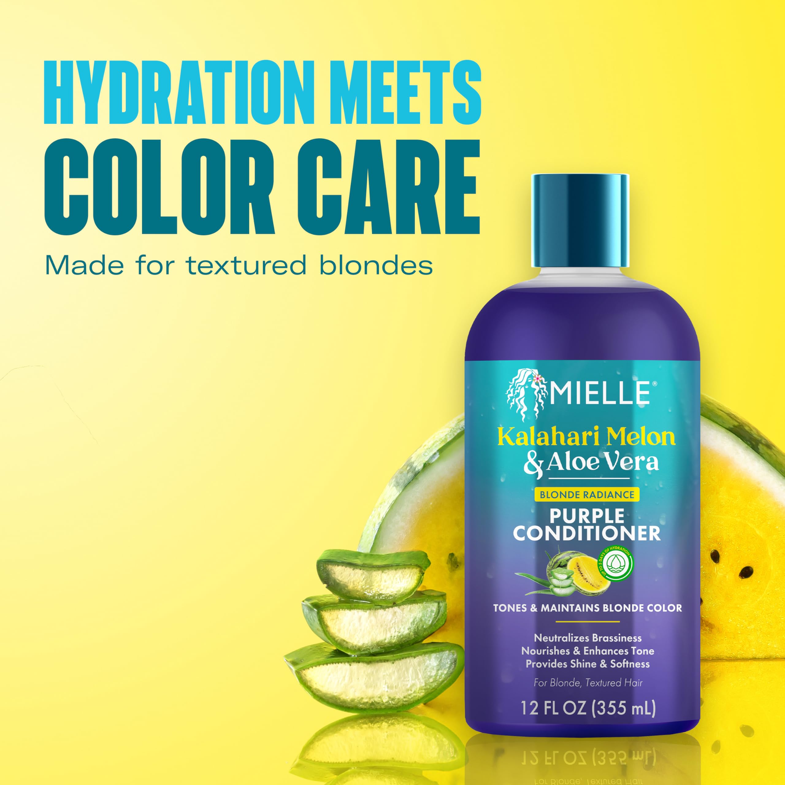 Mielle Organics Kalahari Melon & Aloe Vera Blonde Enhancing Purple Conditioner - Image 3