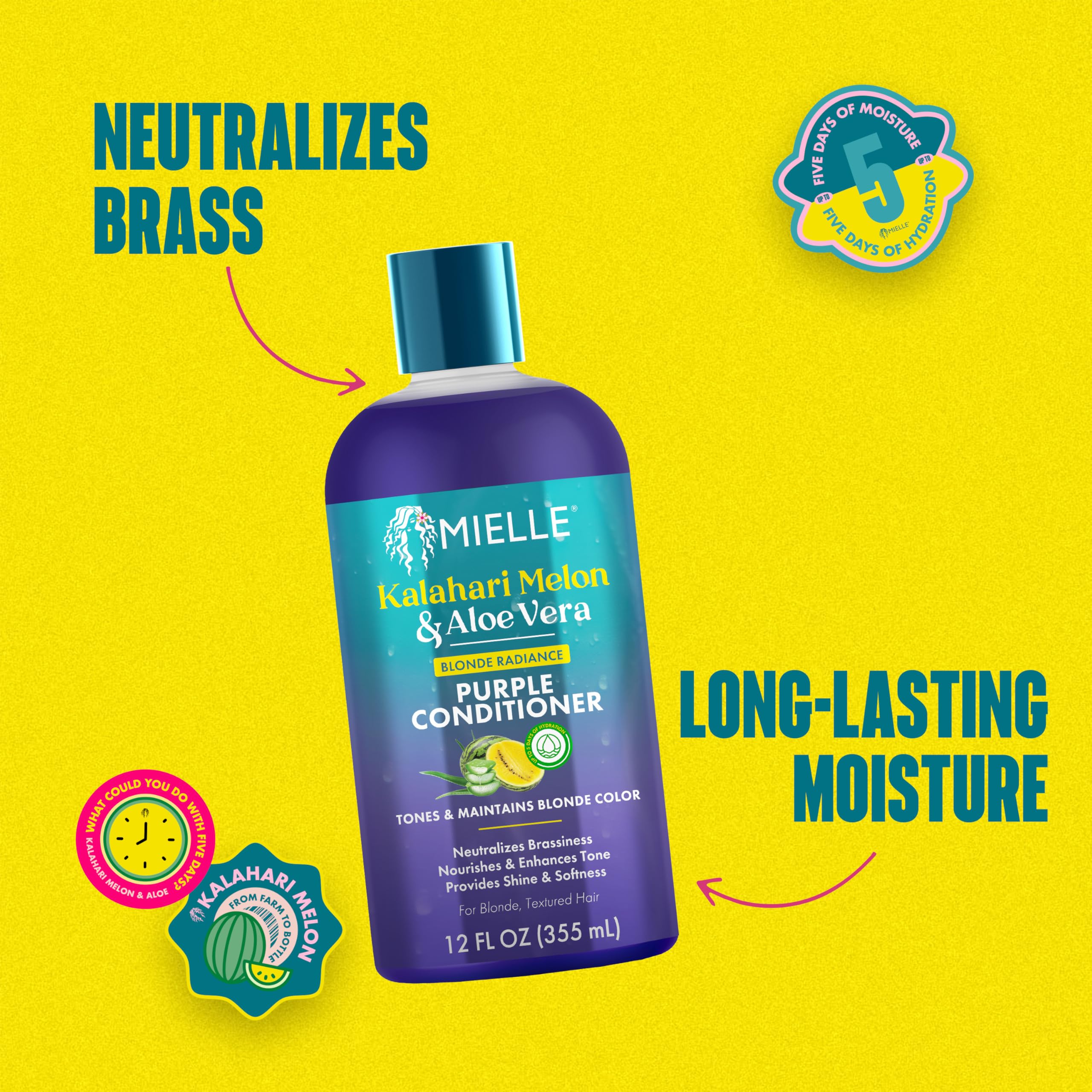 Mielle Organics Kalahari Melon & Aloe Vera Blonde Enhancing Purple Conditioner - Image 5