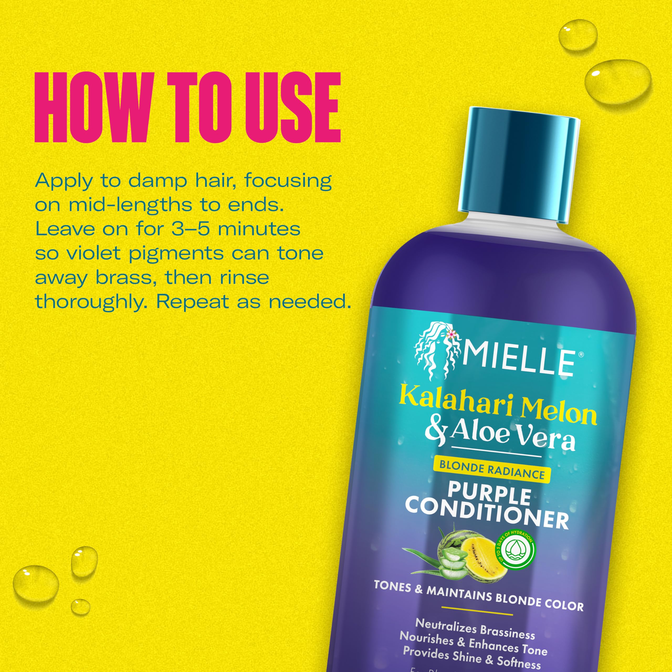 Mielle Organics Kalahari Melon & Aloe Vera Blonde Enhancing Purple Conditioner - Image 6
