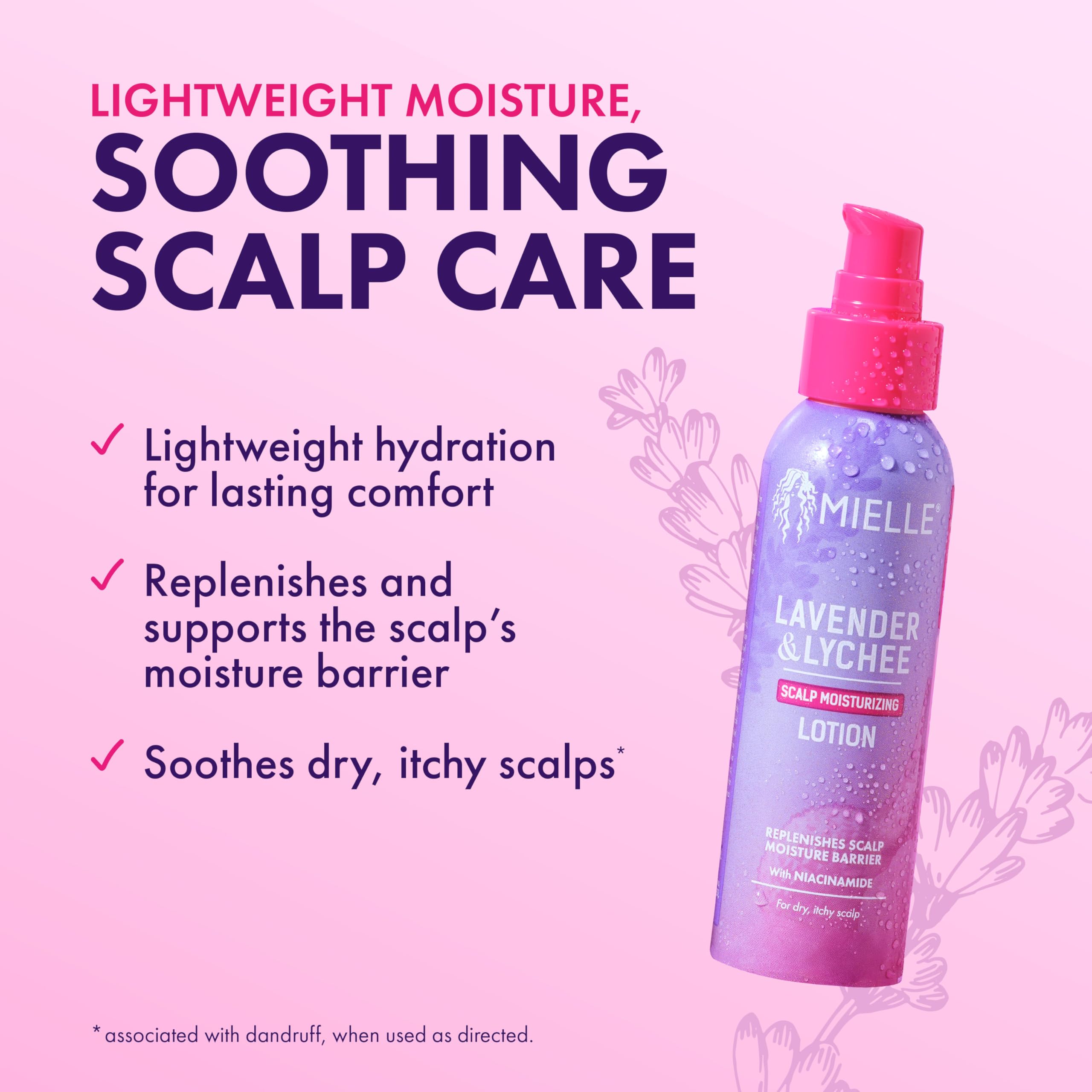 Mielle Organics Lavender & Lychee Scalp Moisturizing Lotion, Leave-In Treatment for Dry Itchy Scalp, Lightweight Scalp Moisturizer with Niacinamide Aloe Menthol, Protective Styles, 4 fl oz - Image 3