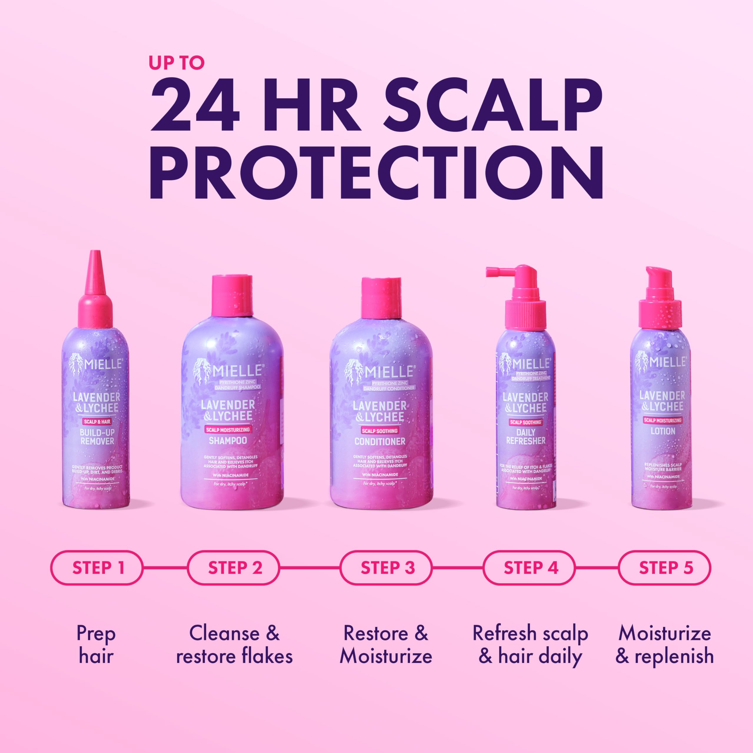 Mielle Organics Lavender & Lychee Daily Scalp Refresher, Pyrithione Zinc Dandruff Treatment Spray, Relieves Itch & Flakes, No Rinse Scalp Moisturizer with Niacinamide, For Dry Itchy Scalp, 4 fl oz - Image 7