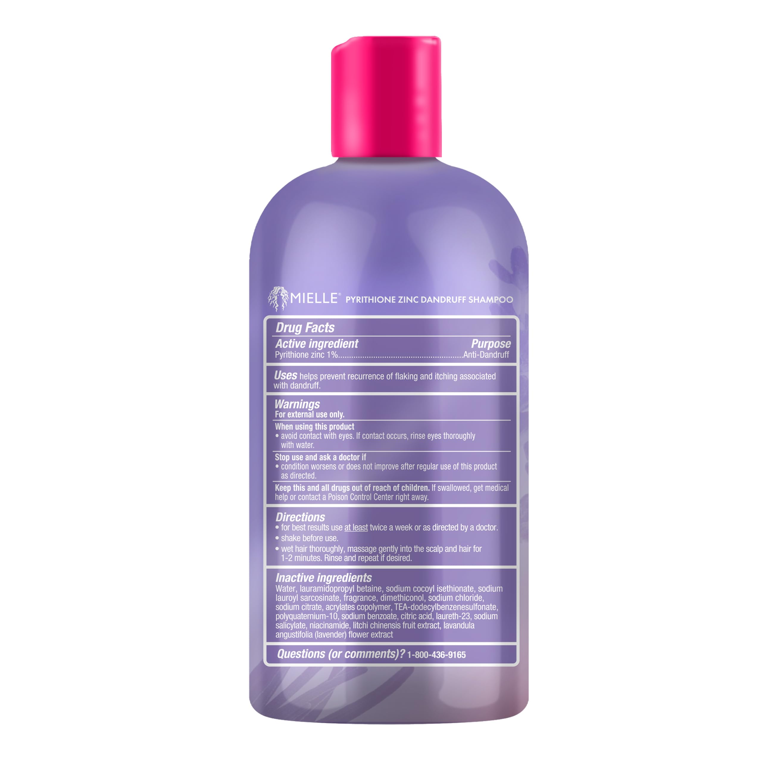 Mielle Organics Lavender & Lychee Scalp Moisturizing Shampoo with 1% Pyrithione Zinc – Anti-Dandruff Shampoo for Flake & Itch Relief, Sulfate-Free, 12 fl oz - Image 8