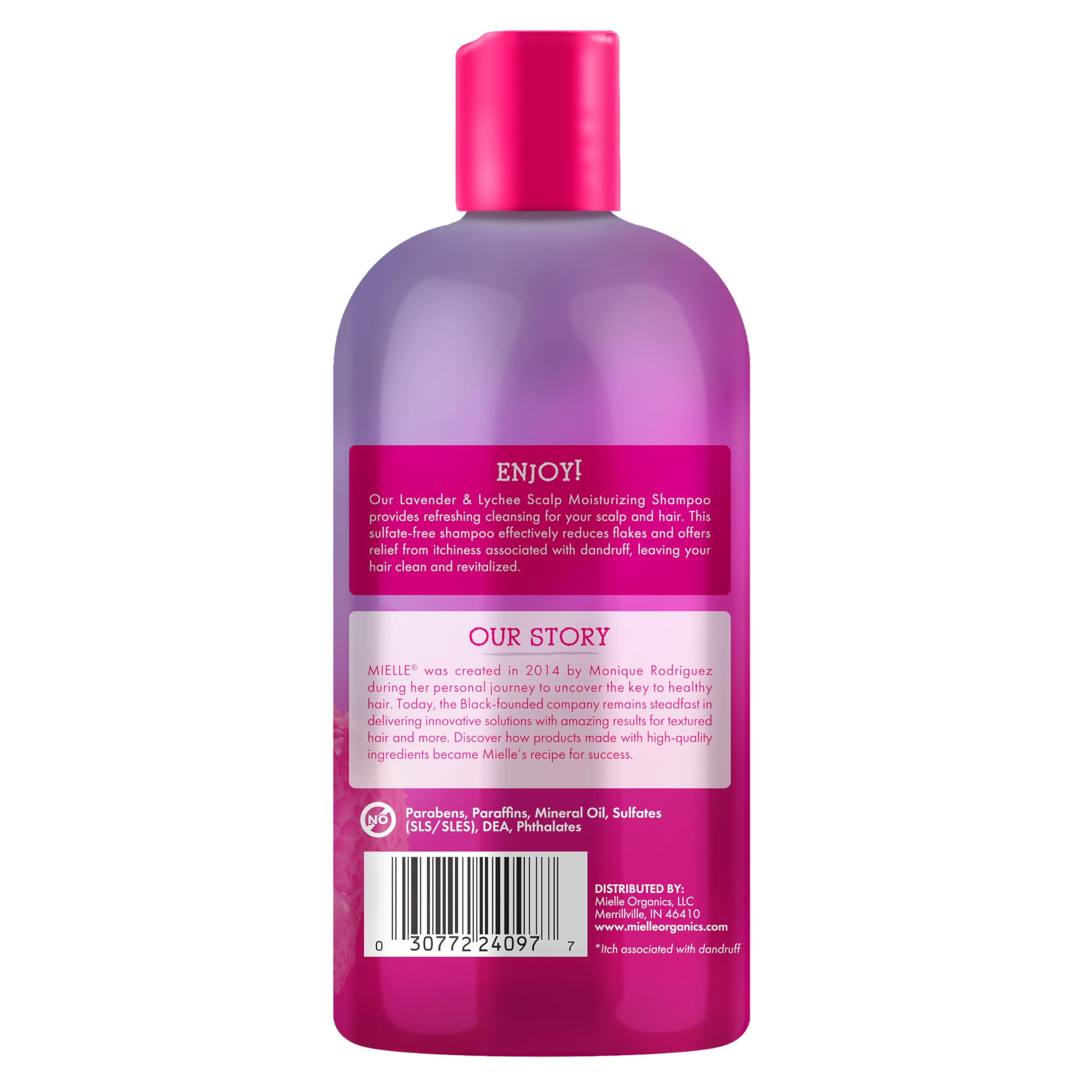 Mielle Organics Lavender & Lychee Scalp Moisturizing Shampoo with 1% Pyrithione Zinc – Anti-Dandruff Shampoo for Flake & Itch Relief, Sulfate-Free, 12 fl oz - Image 9
