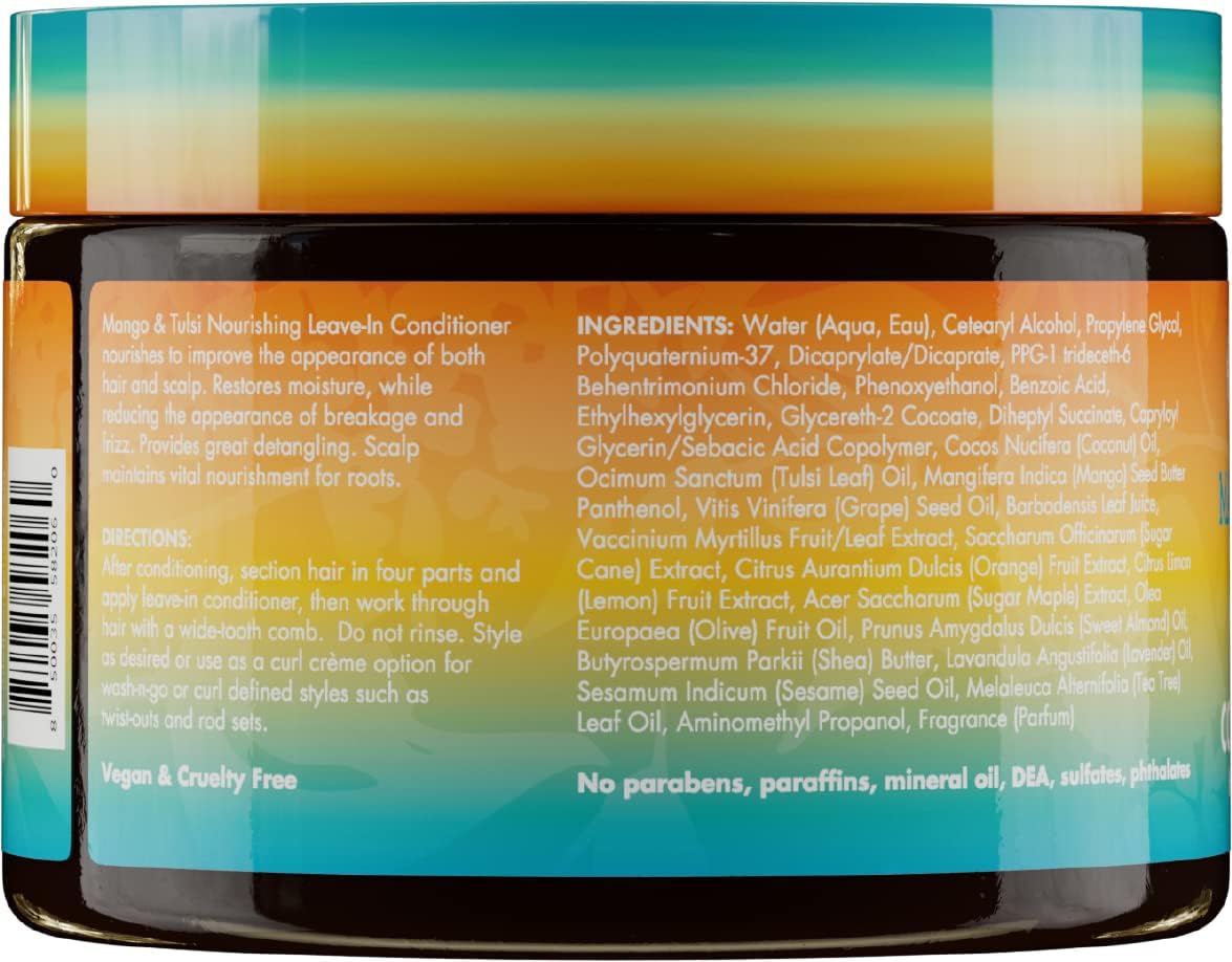 Mielle Organics Mango & Tulsi Nourishing Leave In Conditioner for Curly Hair - Moisturizing Leave In Conditioner with Breakage Protection & Scalp Nourishment - Detangles & Reduces Frizz (12 Oz) - Image 7