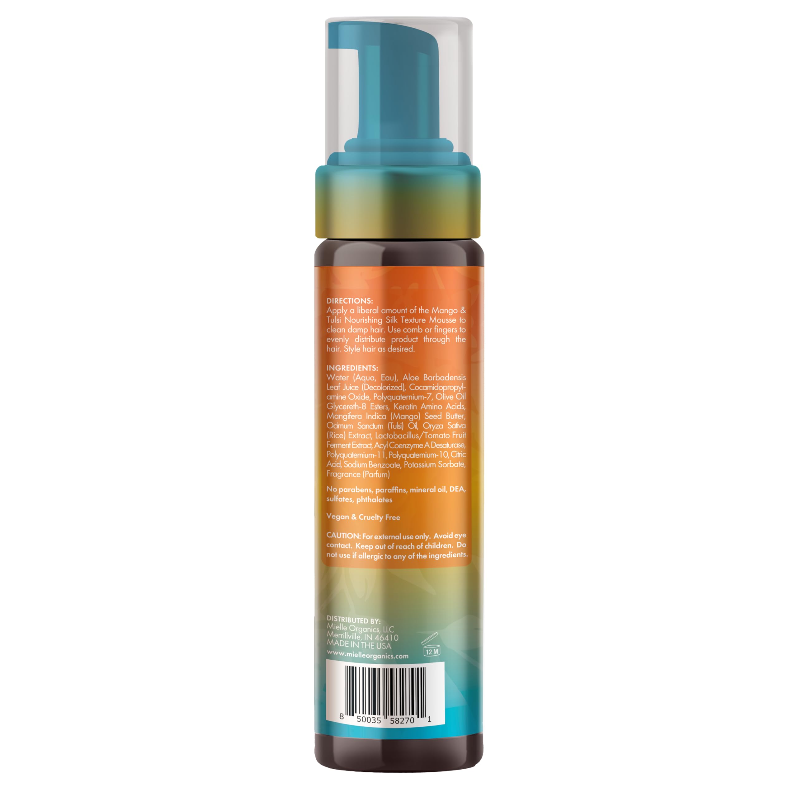 Mielle Organics Mango & Tulsi Nourishing Silk Texture Hair Mousse - Weightless Foam & Styling Mousse for Curly Hair Care - Conditions, Hydrates and Adds Shine (7.5 Fl Oz) - Image 3