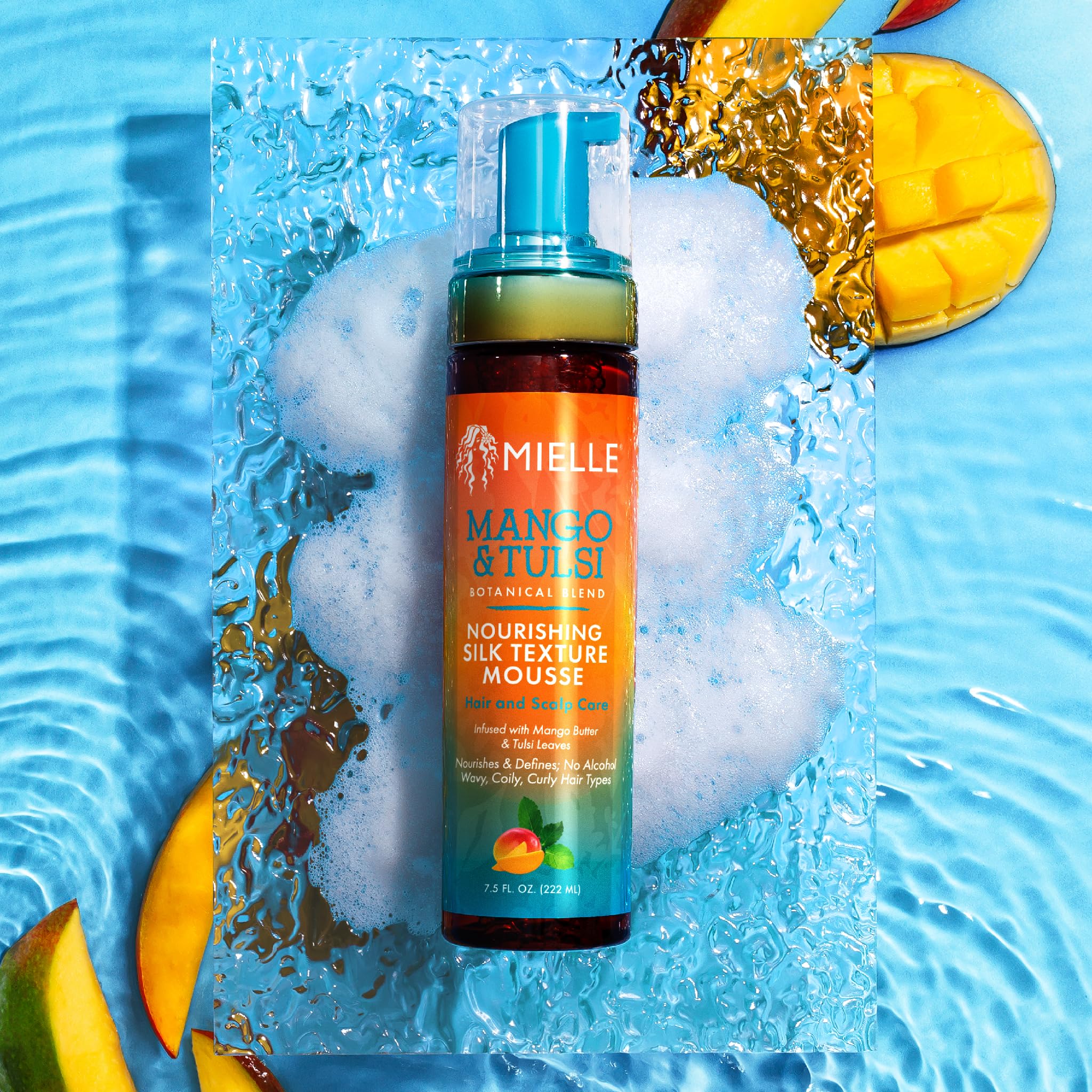 Mielle Organics Mango & Tulsi Nourishing Silk Texture Hair Mousse - Weightless Foam & Styling Mousse for Curly Hair Care - Conditions, Hydrates and Adds Shine (7.5 Fl Oz) - Image 4