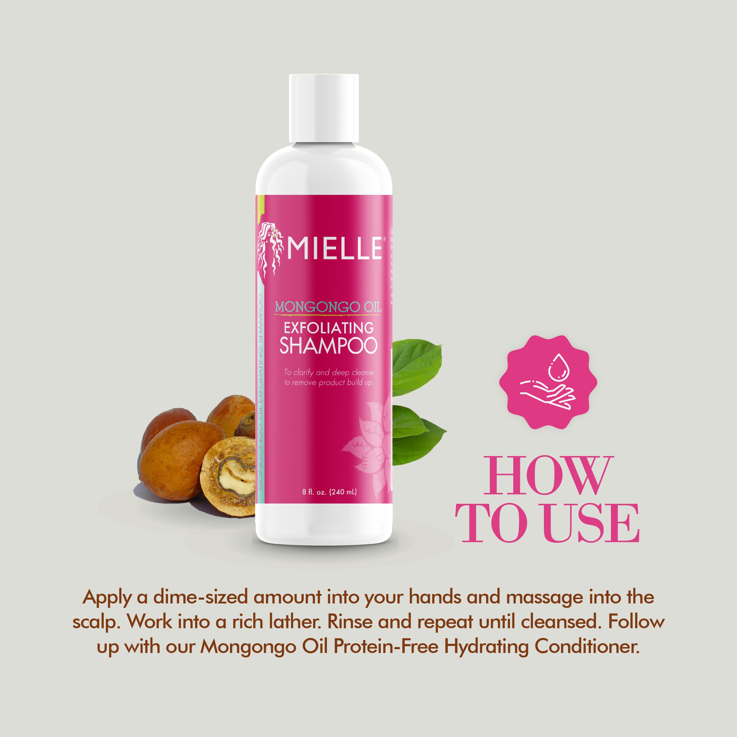 Mielle Organics Mongongo Oil Exfoliating Hair Shampoo - Sulfate-Free Shampoo & Scalp Exfoliator to Remove Dirt, Oil & Product Build-Up - Maintains Essential Moisture (8 Fl Oz) - Image 5