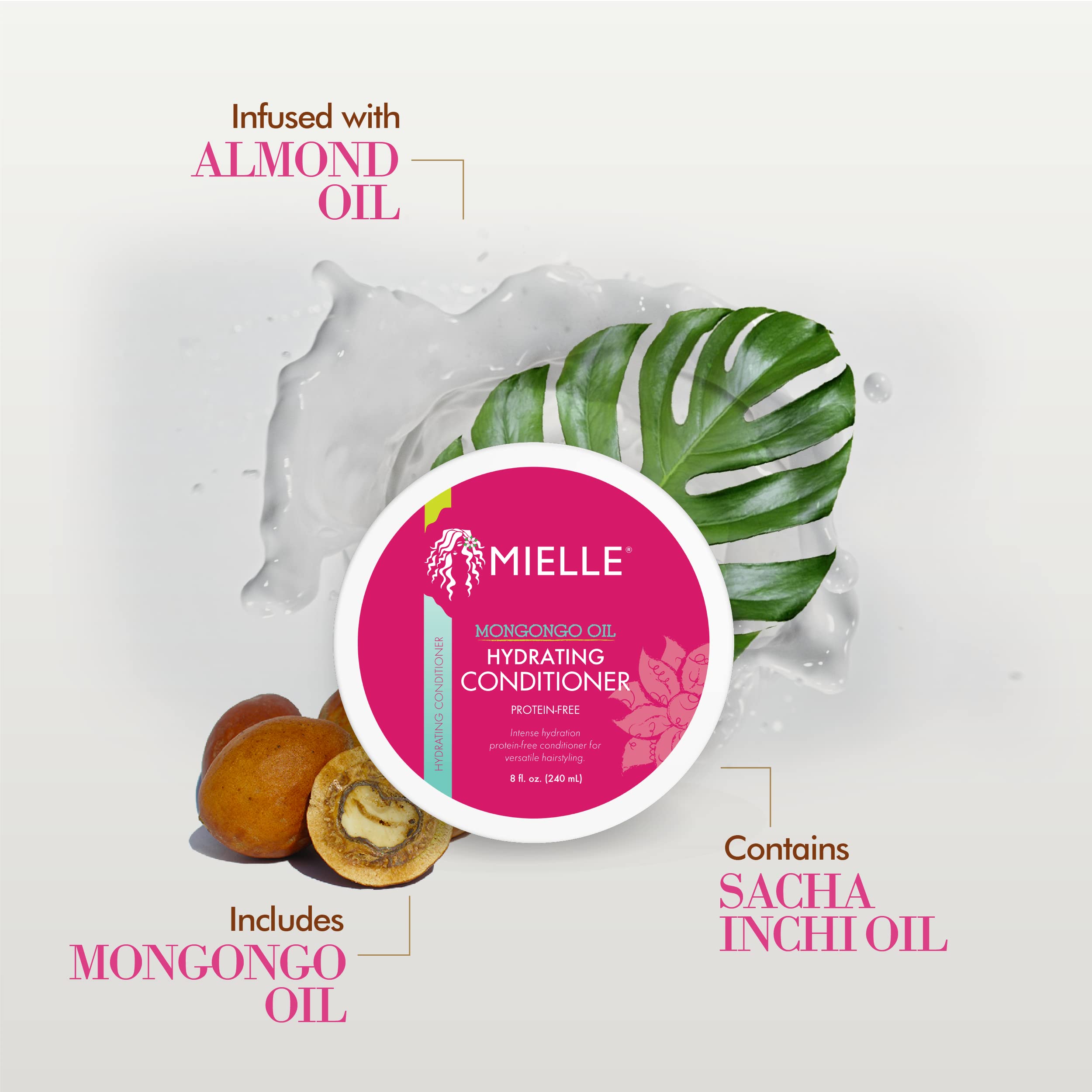 Mielle Organics Mongongo Oil Protein-Free Hydrating Hair Conditioner - Deep Conditioner for Dry, Damaged Hair - Infused with Almond Oil for Improved Softness & Shine (8 Fl Oz) - Image 3