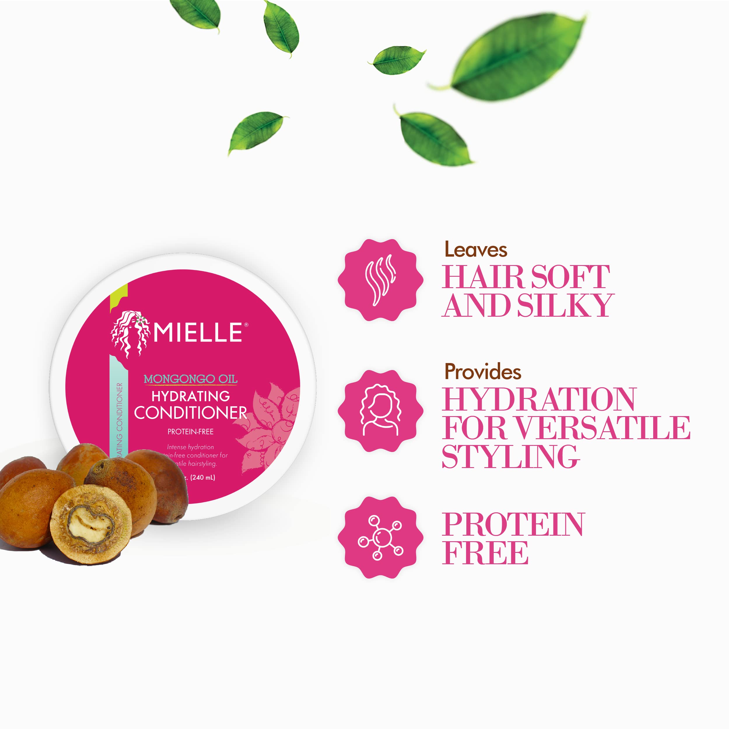 Mielle Organics Mongongo Oil Protein-Free Hydrating Hair Conditioner - Deep Conditioner for Dry, Damaged Hair - Infused with Almond Oil for Improved Softness & Shine (8 Fl Oz) - Image 4