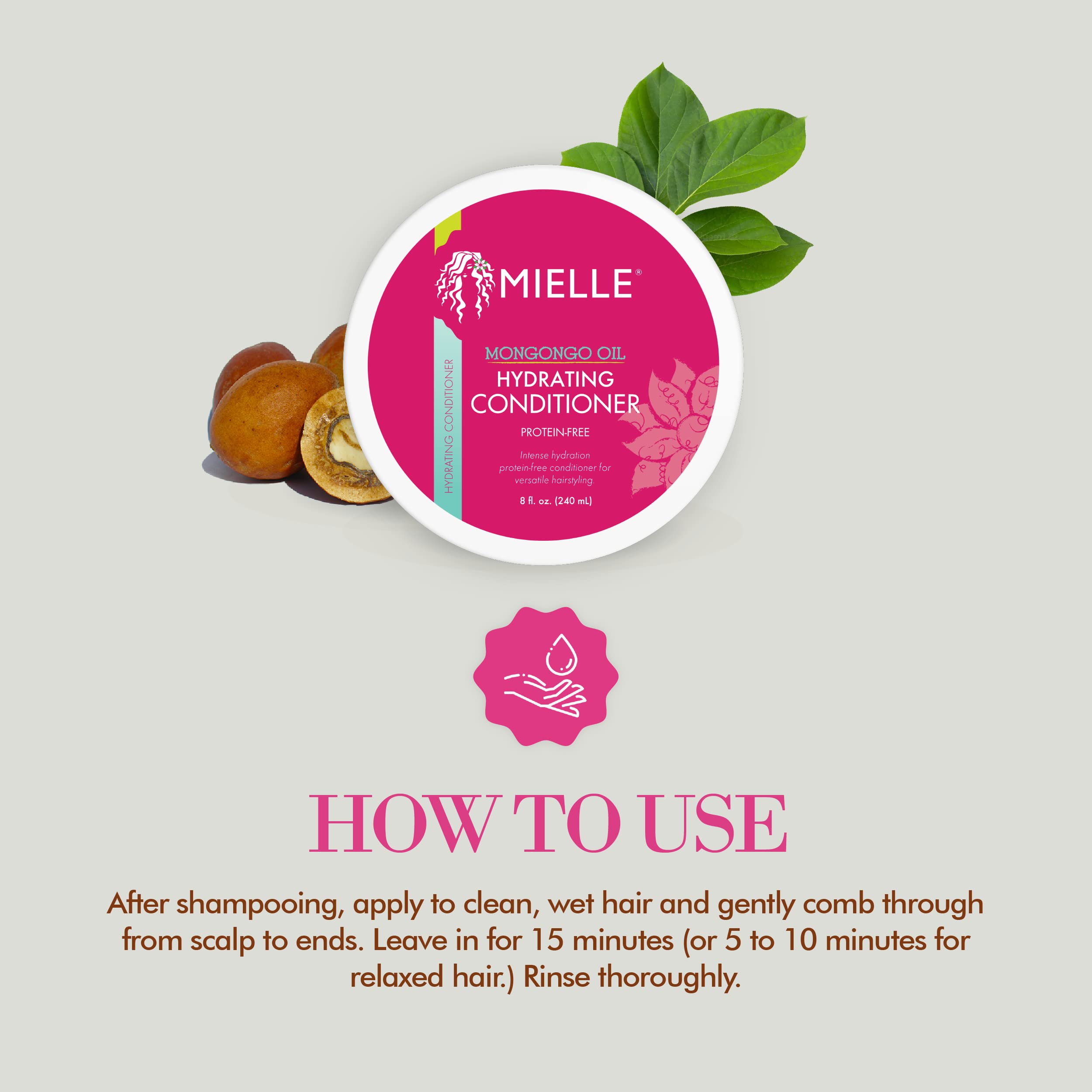 Mielle Organics Mongongo Oil Protein-Free Hydrating Hair Conditioner - Deep Conditioner for Dry, Damaged Hair - Infused with Almond Oil for Improved Softness & Shine (8 Fl Oz) - Image 5