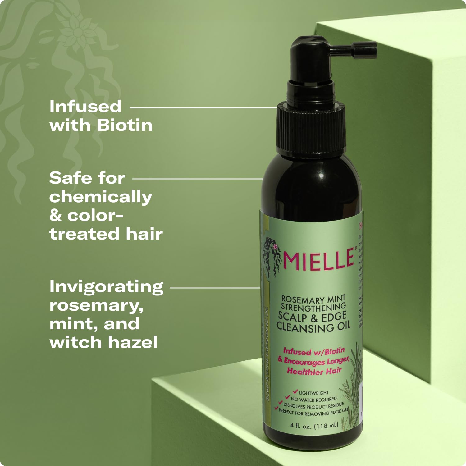 Mielle Organics Rosemary & Mint Scalp & Edge Cleansing Hair Oil - No-Rinse Scalp Cleanser for Product Build Up - Prolongs Hairstyles Between Wash Days & Encourages Longer, Healthier Hair (4 Oz) - Image 4