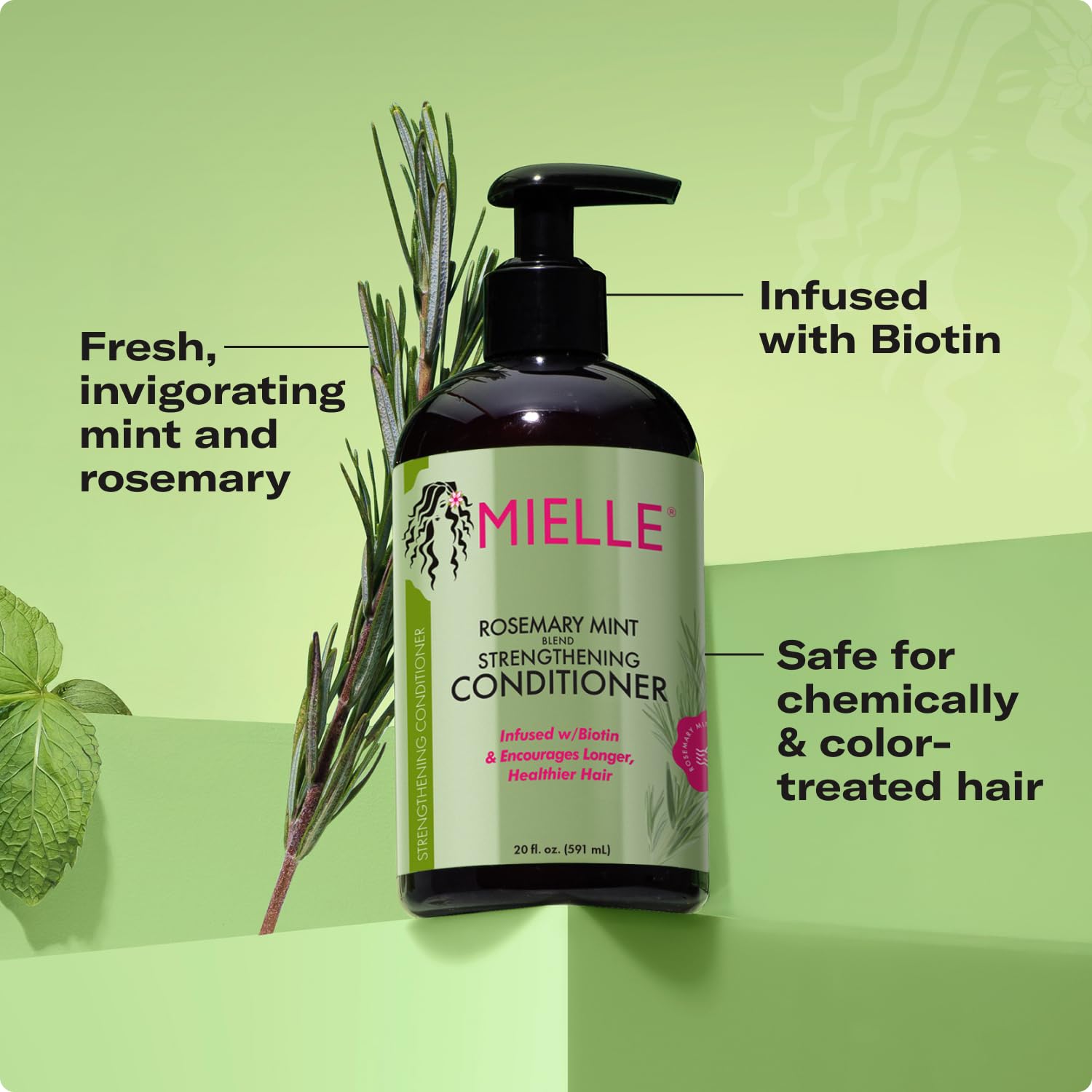 Mielle Organics Rosemary Mint Strengthening Hair Conditioner for Women & Men - Biotin Infused Detangling & Hydrating Conditioner to Increase Manageability & Support Longer, Healthier Strands, 20 oz - Image 4
