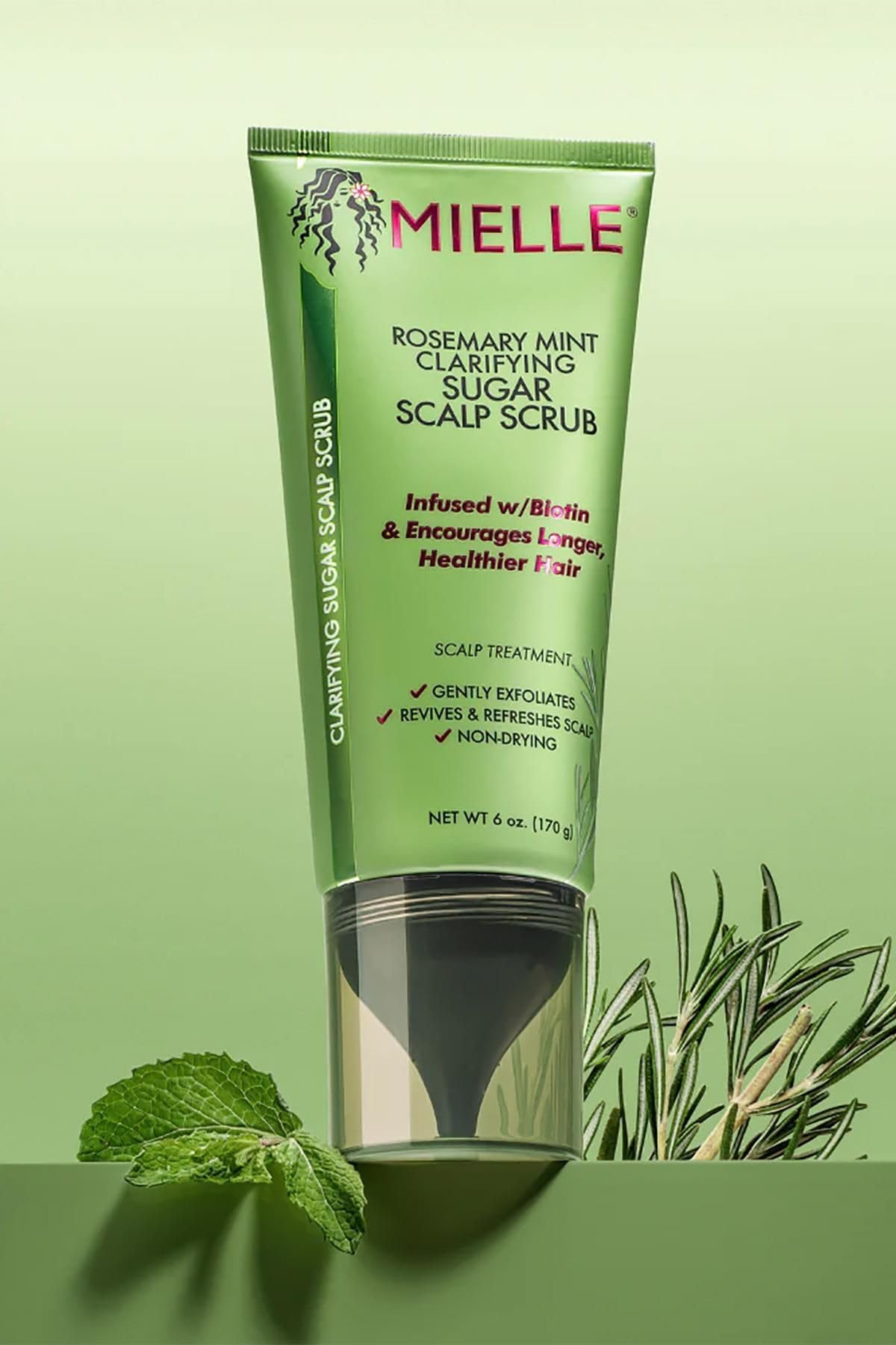 Mielle Organics Rosemary & Mint Sugar Exfoliating Scalp Scrub - Gentle Pre-Shampoo Dry Scalp Treatment for Oil & Product Buildup - Biotin Infused Non-Drying, Moisturizing Formula (6 Fl Oz) - Image 3