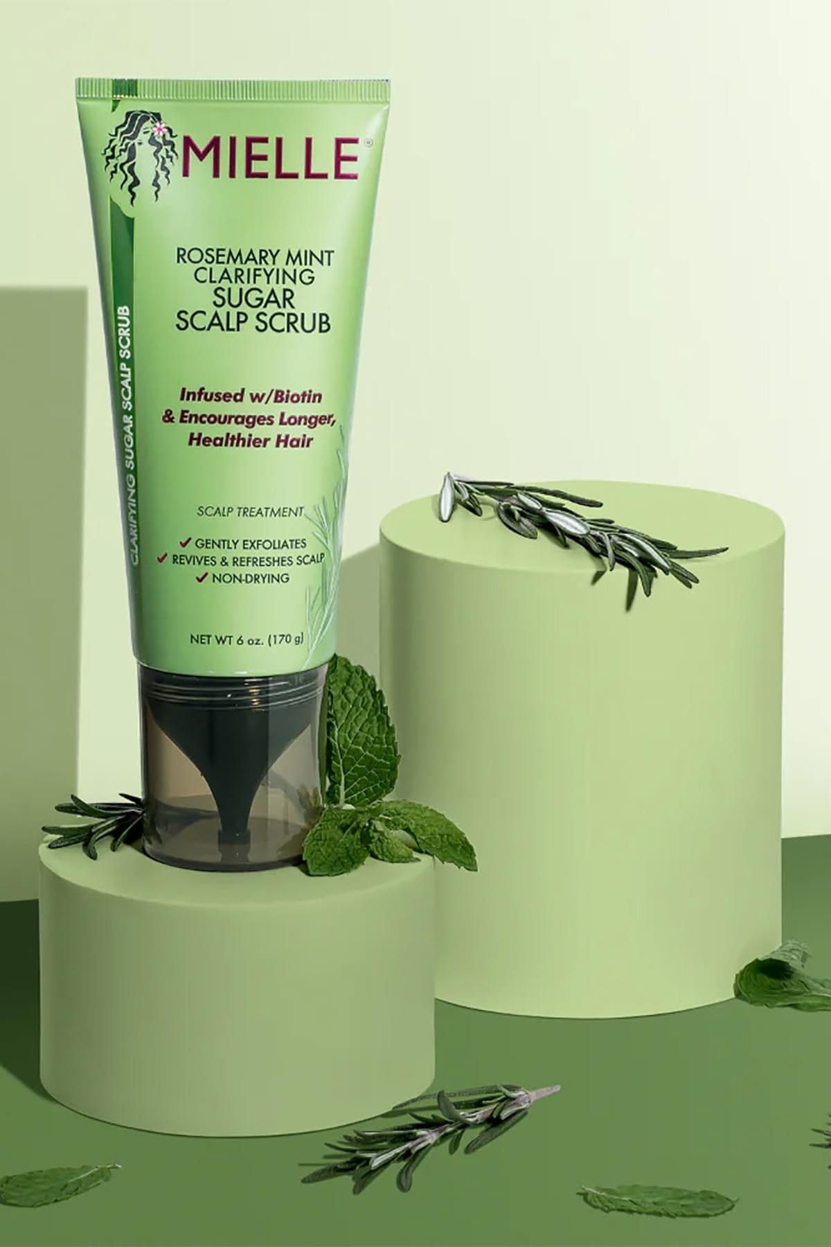 Mielle Organics Rosemary & Mint Sugar Exfoliating Scalp Scrub - Gentle Pre-Shampoo Dry Scalp Treatment for Oil & Product Buildup - Biotin Infused Non-Drying, Moisturizing Formula (6 Fl Oz) - Image 5