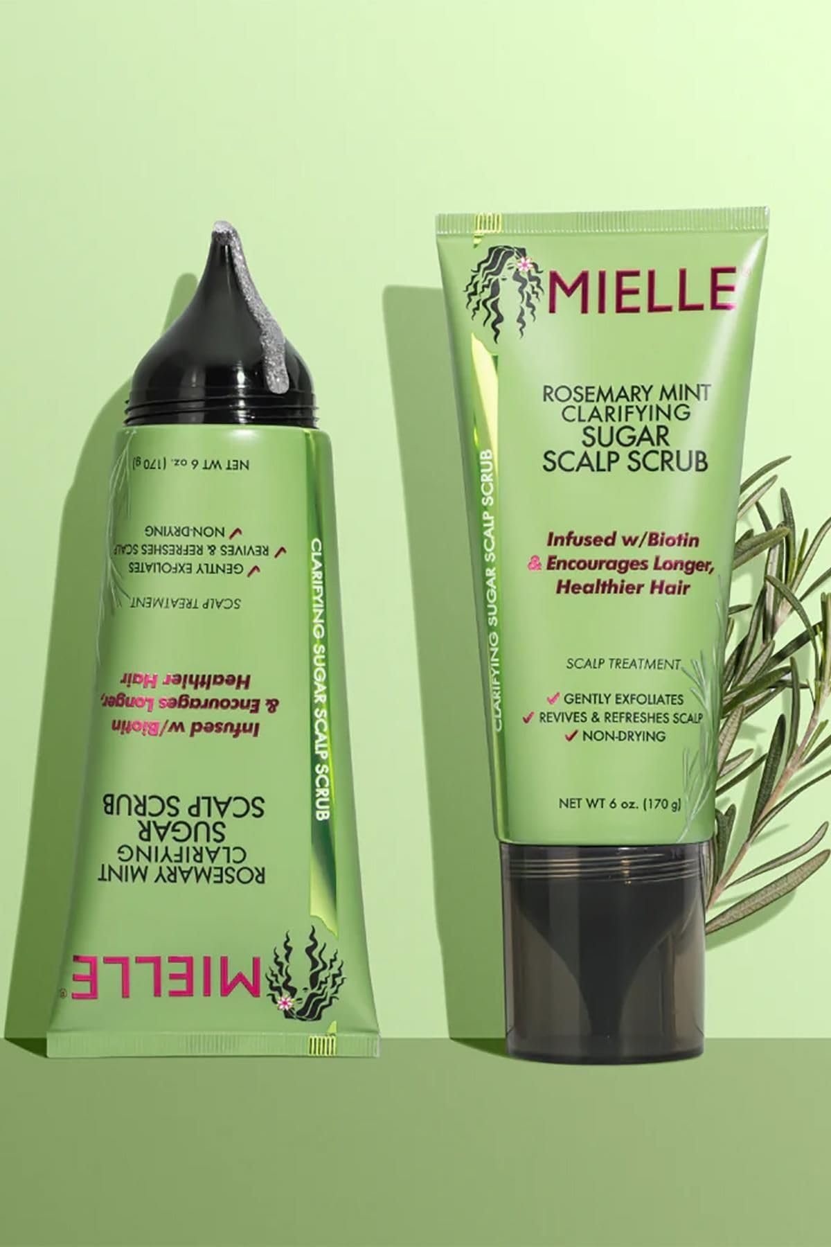 Mielle Organics Rosemary & Mint Sugar Exfoliating Scalp Scrub - Gentle Pre-Shampoo Dry Scalp Treatment for Oil & Product Buildup - Biotin Infused Non-Drying, Moisturizing Formula (6 Fl Oz) - Image 6