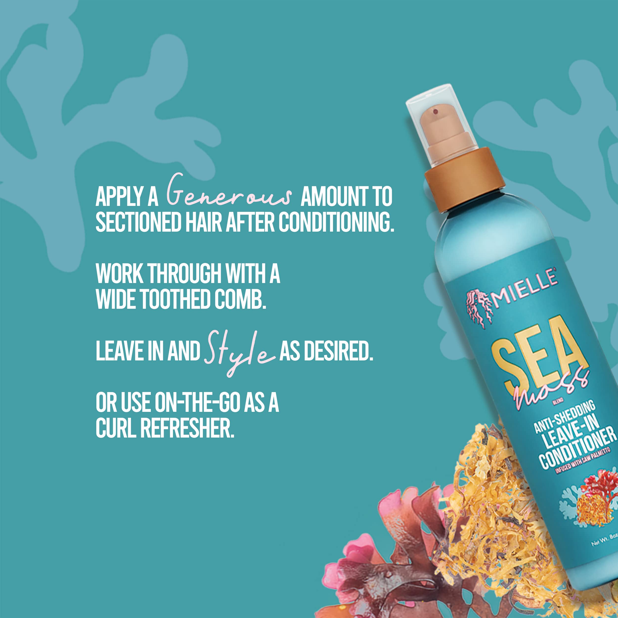 Mielle Organics Sea Moss Anti-Shedding Leave In Conditioner for Curly Hair - Moisturizing Leave In Treatment Spray to Detangle, Style and Refresh Curls (8 Oz) - Image 3